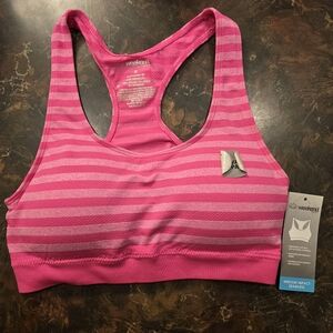 Weekend by Marika neon pink striped sports bra size small NWT